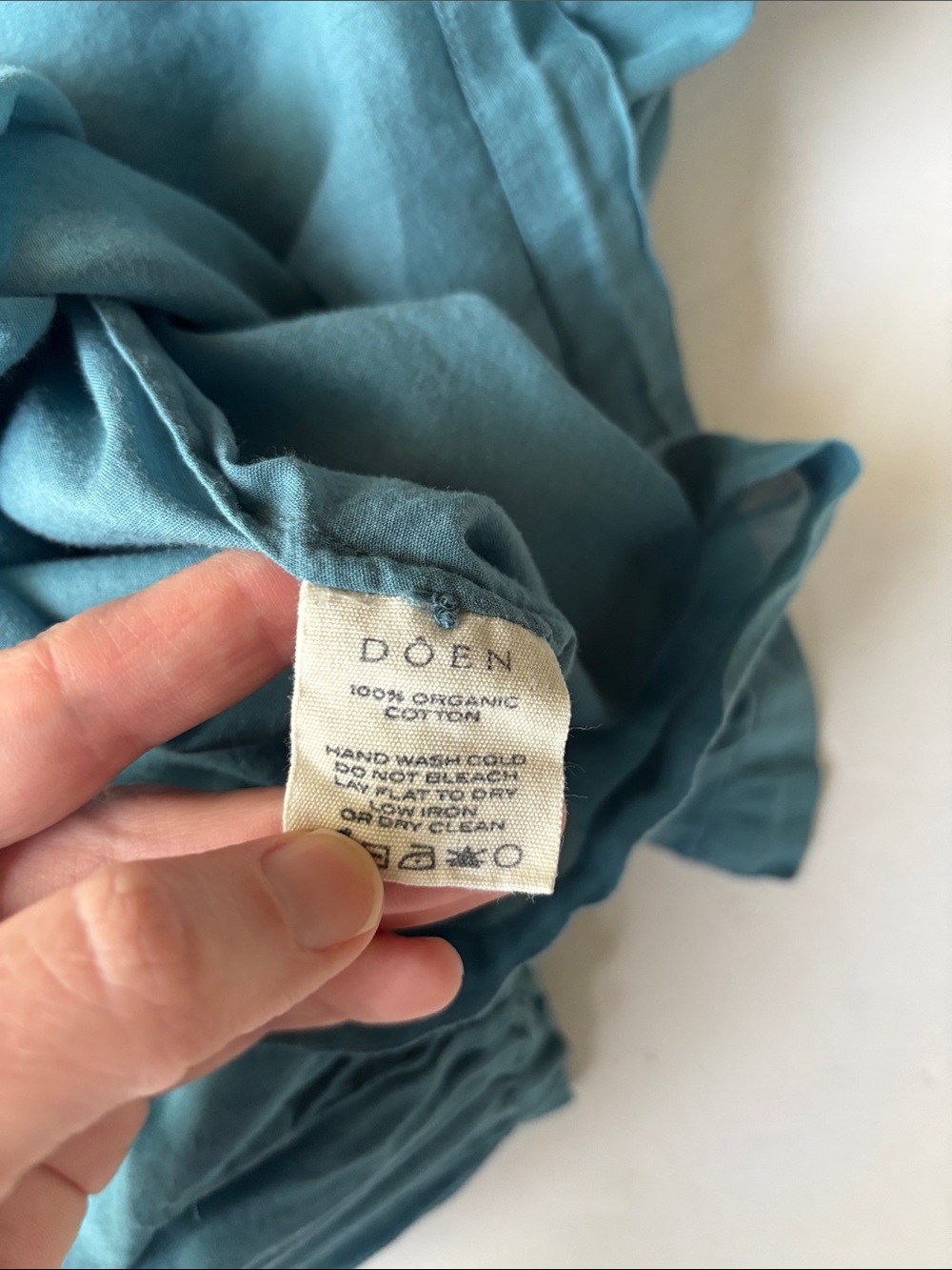 Doen Jane Blouse Peasant Blue Poplin Small 100% Organic Cotton Prairie Button - Picture 17 of 17